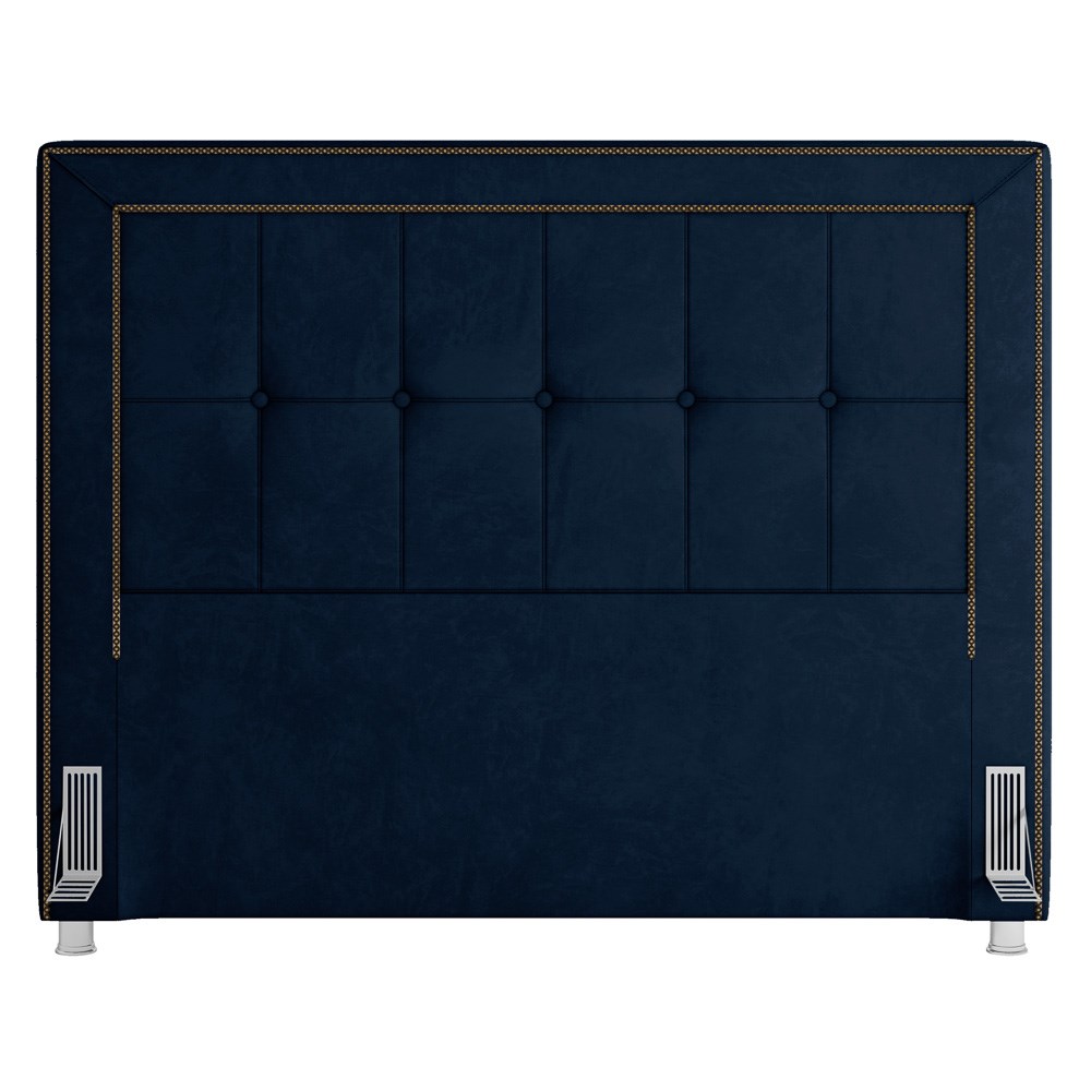 Cabeceira Cama Box Casal Queen 160cm Paolla P02 Veludo Azul Marinho - Mpozenato