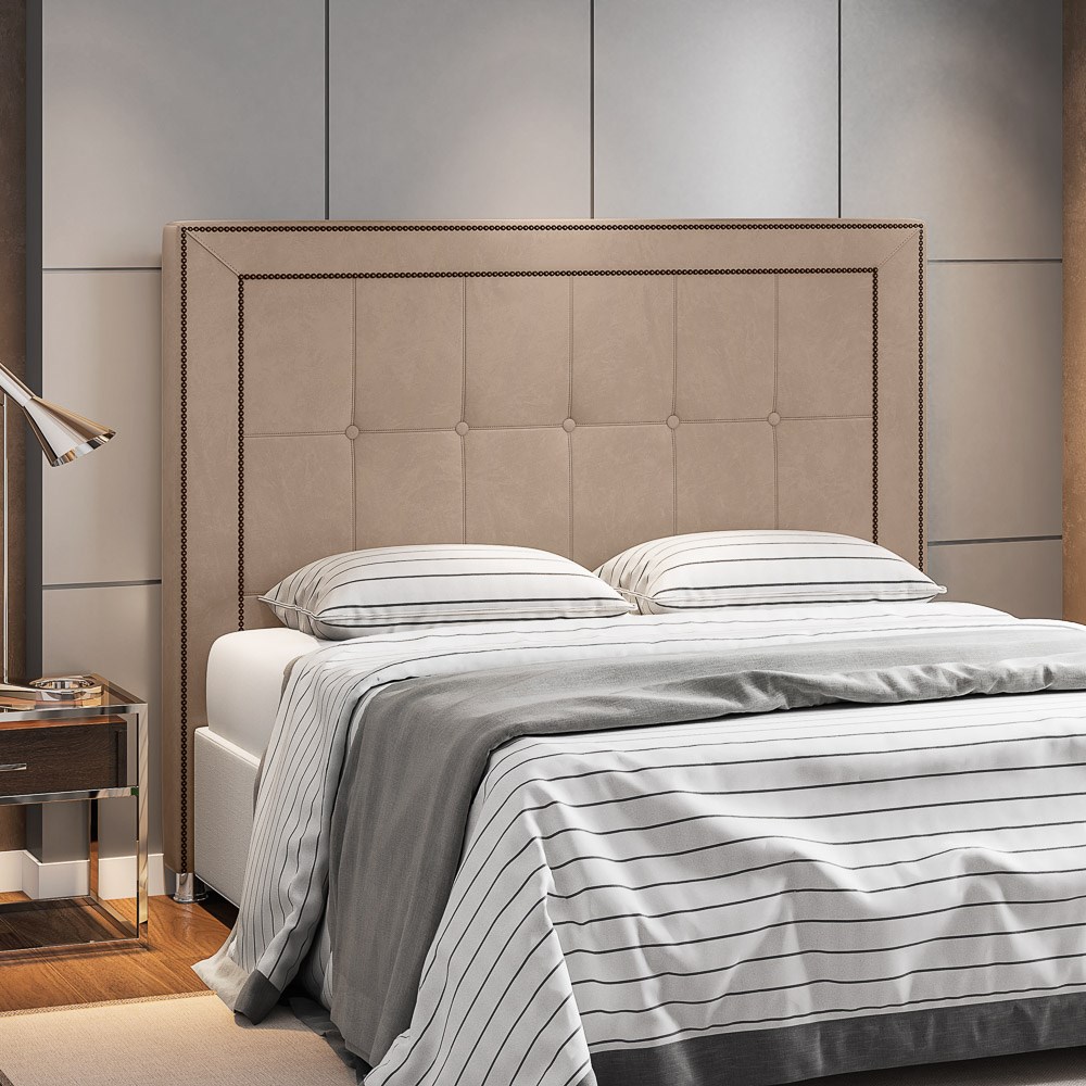 Cabeceira Cama Box Casal Queen 160cm Paolla P02 Veludo Bege - Mpozenato
