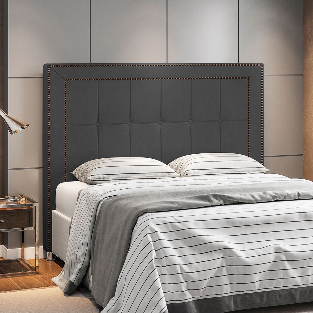 Cabeceira Cama Box Casal Queen 160cm Paolla P02 Veludo Chumbo - Mpozenato