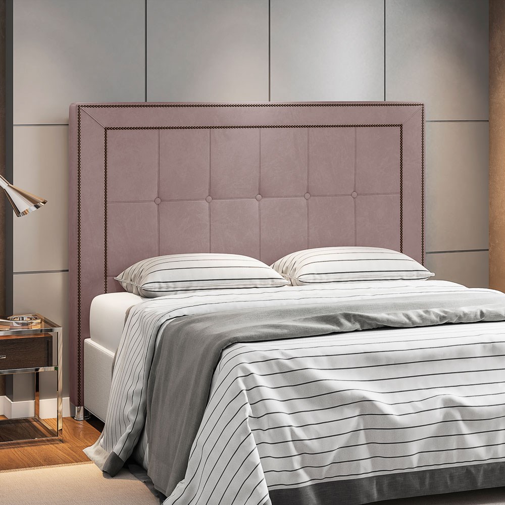 Cabeceira Cama Box Casal Queen 160cm Paolla P02 Veludo Rosê - Mpozenato