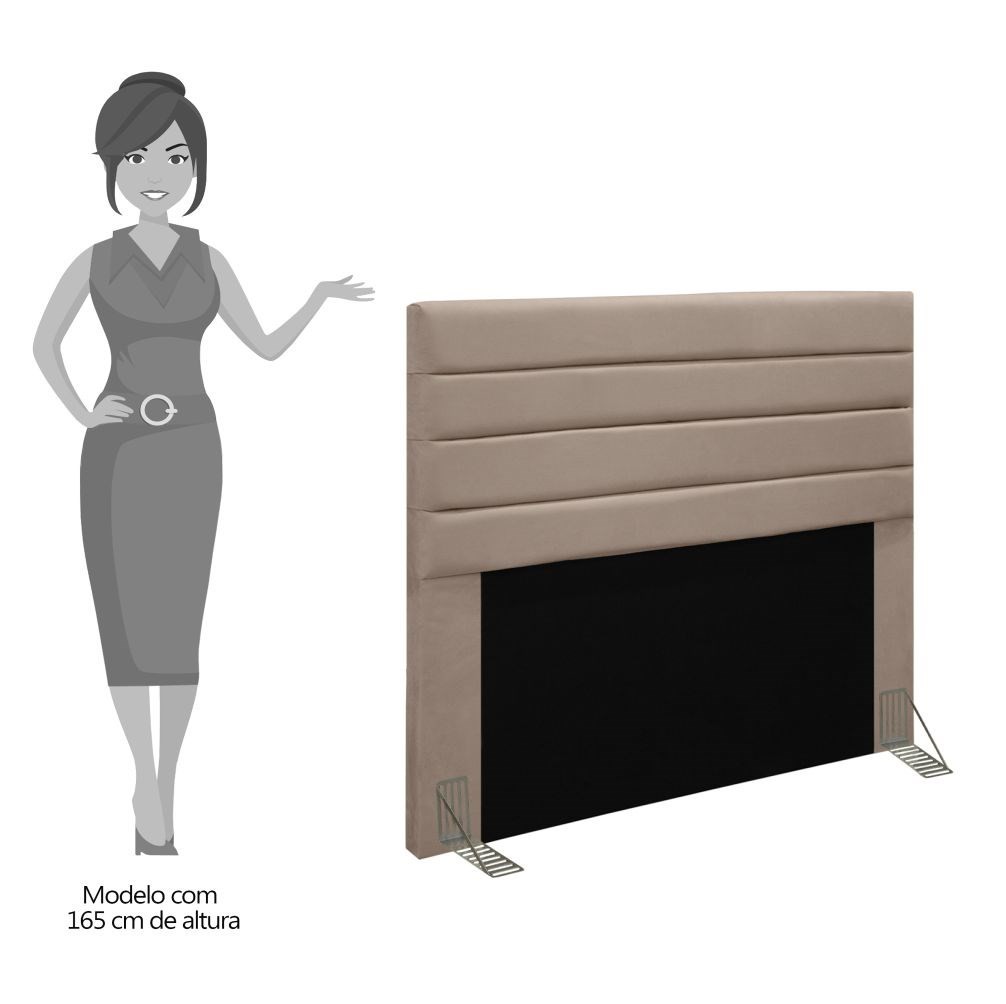 Cabeceira Cama Box Casal Queen 160cm Rubi D10 Suede Bege - Mpozenato