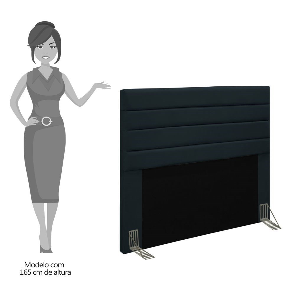 Cabeceira Cama Box Casal Queen 160cm Rubi D10 Suede Preto - Mpozenato