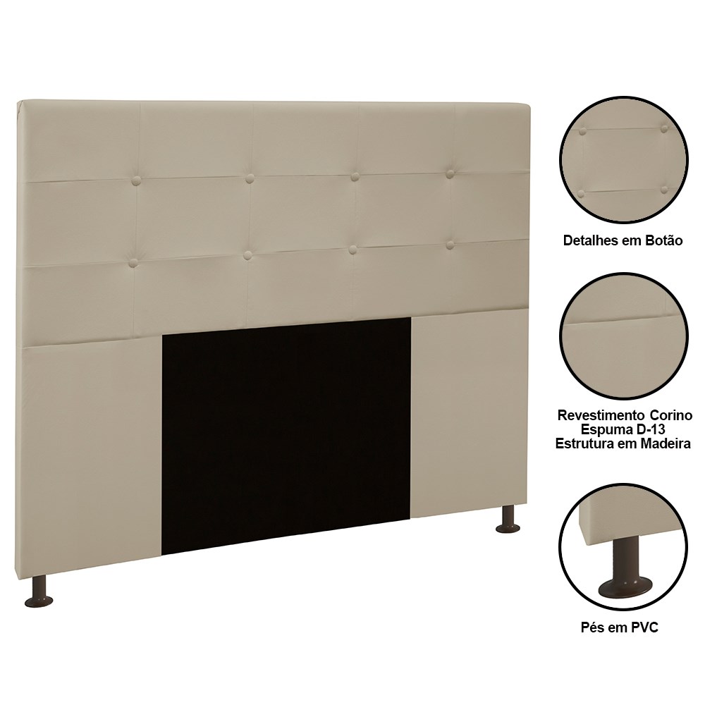 Cabeceira Cama Box Casal Queen 160cm Safira Sintético I02 Bege - Mpozenato