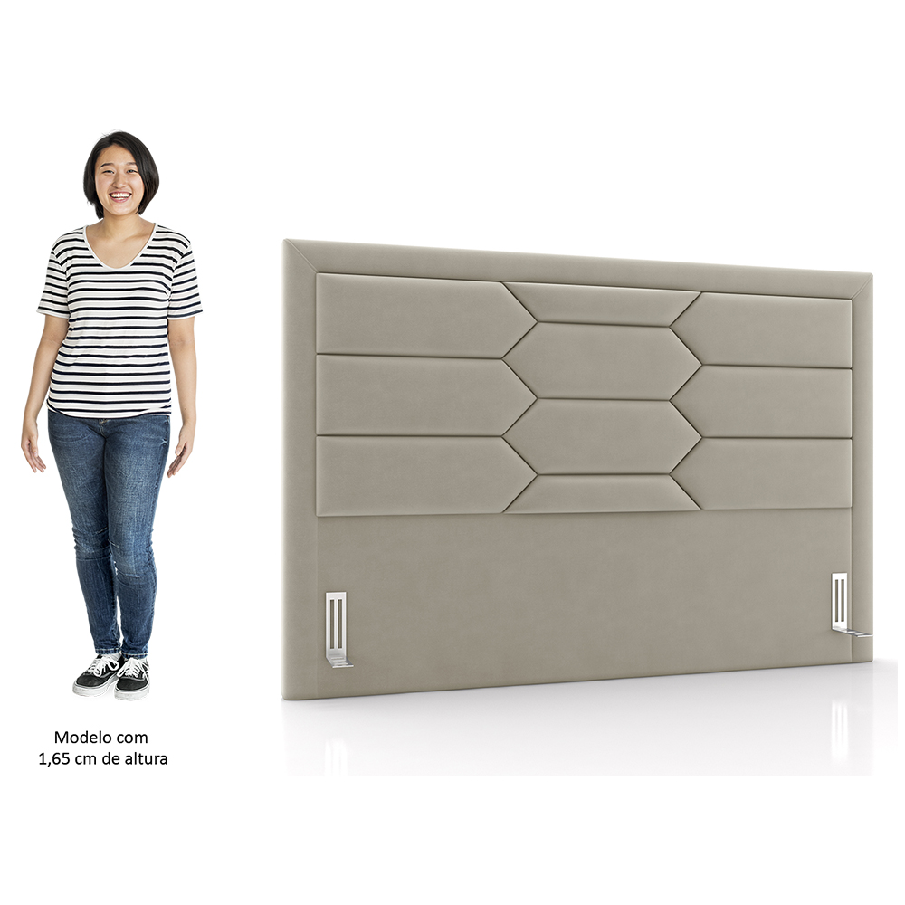 Cabeceira Cama Box Casal Queen 160cm Texas P02 Veludo Bege - Mpozenato