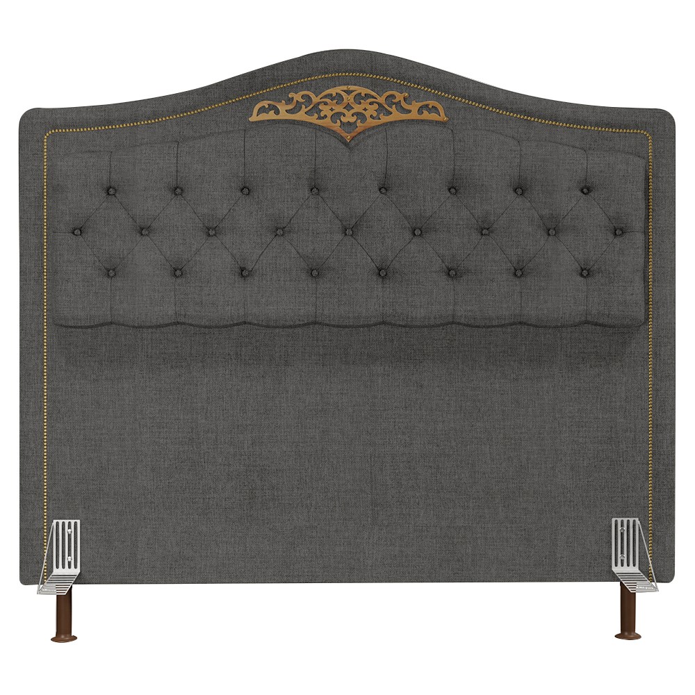 Cabeceira Cama Box Casal Queen 160cm com Tachas Imperial J02 Linho Grafite - Mpozenato