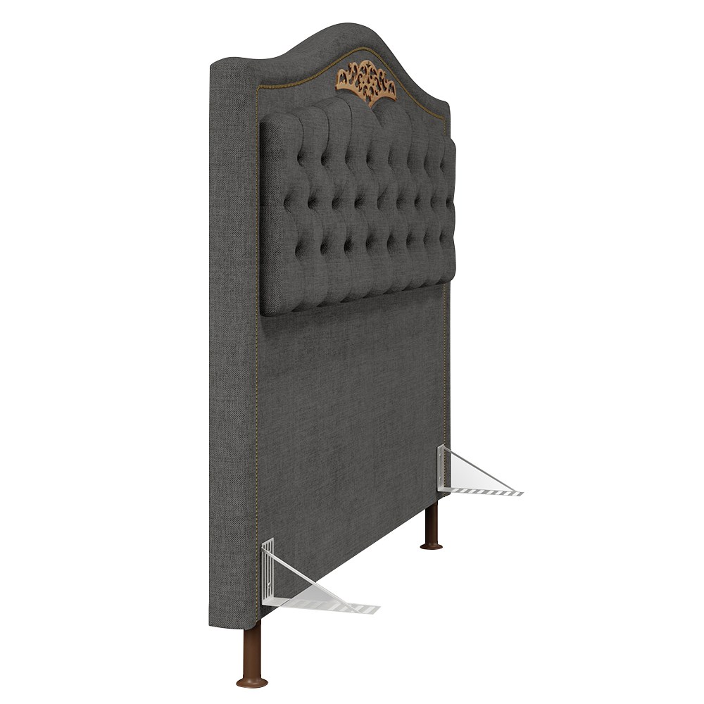 Cabeceira Cama Box Casal Queen 160cm com Tachas Imperial J02 Linho Grafite - Mpozenato