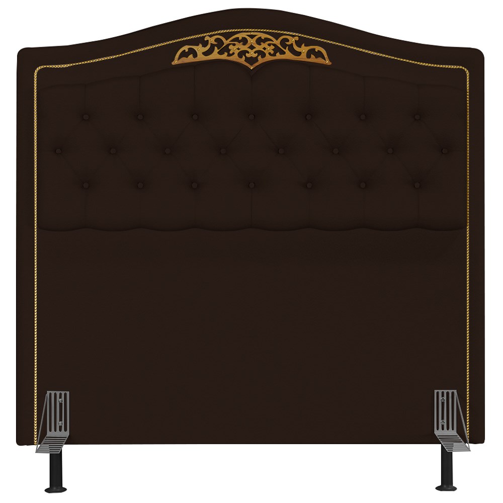 Cabeceira Cama Box Casal Queen 160cm com Tachas Imperial J02 Sintético Marrom Escuro - Mpozenato