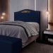 Cabeceira Cama Box Casal Queen 160cm com Tachas Imperial Veludo J02 Azul - Mpozenato