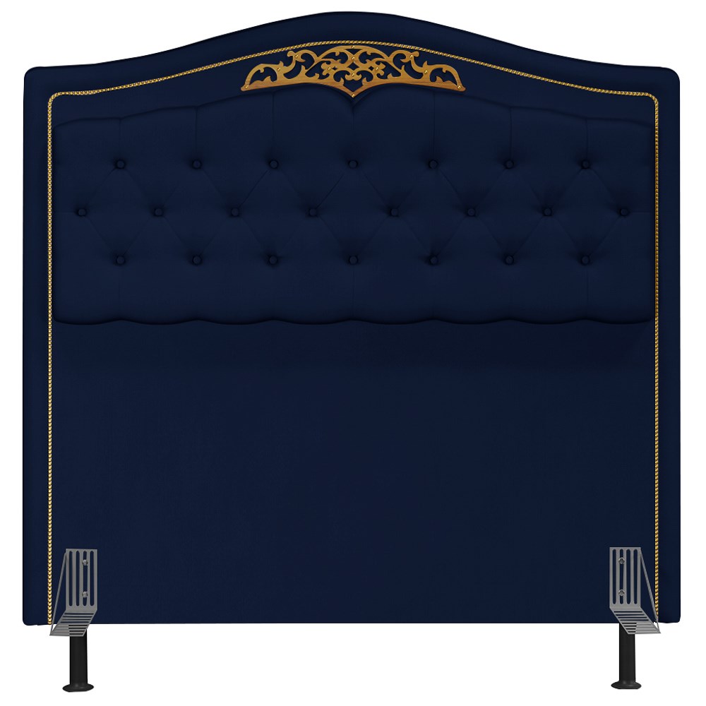 Cabeceira Cama Box Casal Queen 160cm com Tachas Imperial Veludo J02 Azul - Mpozenato