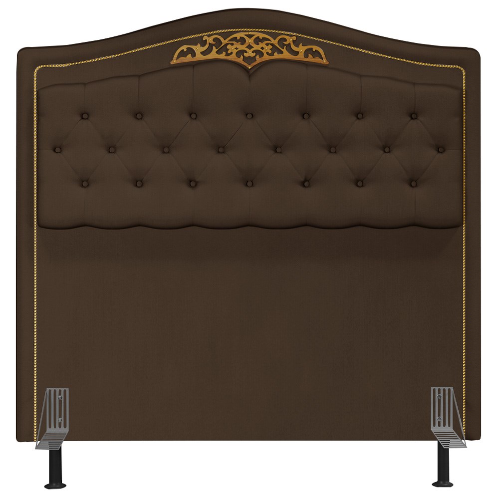 Cabeceira Cama Box Casal Queen 160cm com Tachas Imperial Veludo J02 Chocolate - Mpozenato