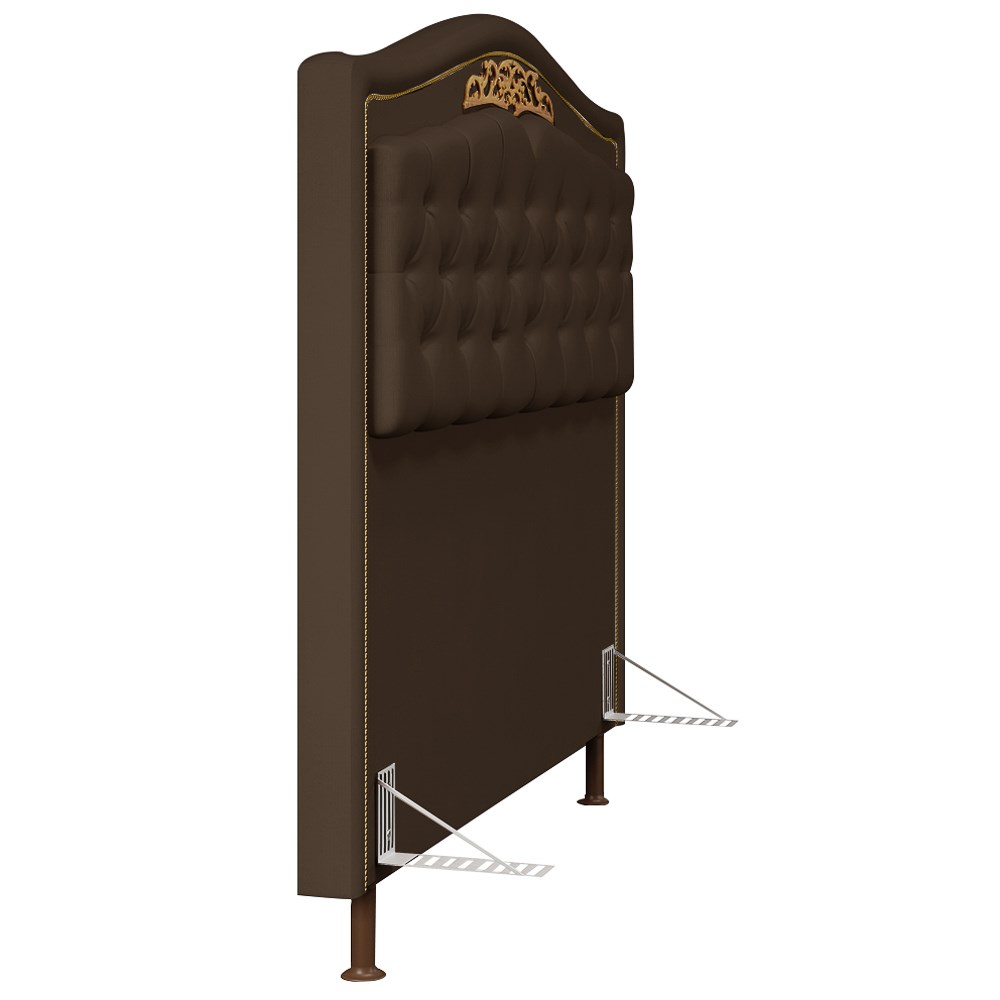 Cabeceira Cama Box Casal Queen 160cm com Tachas Imperial Veludo J02 Chocolate - Mpozenato