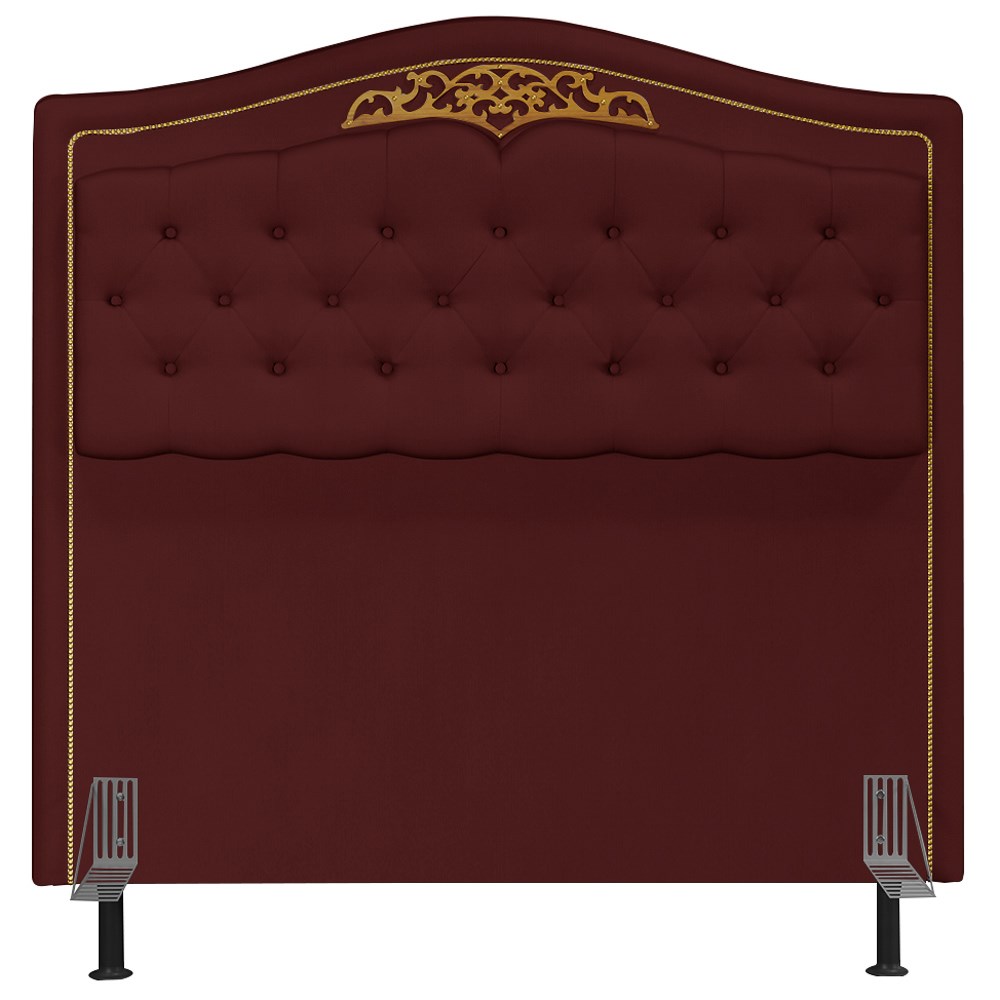 Cabeceira Cama Box Casal Queen 160cm com Tachas Imperial Veludo J02 Vinho - Mpozenato