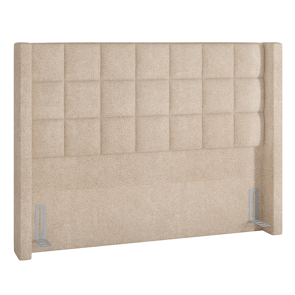 Cabeceira Cama Box King 195cm Pisa e Recamier Neville P02 Bouclé Bege - Mpozenato