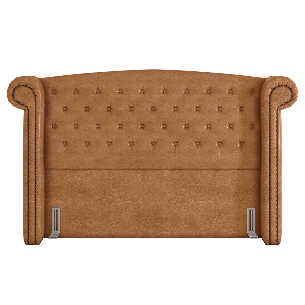 Cabeceira Cama Box King 195cm Provença e Recamier Veneto P02 Sintético Caramelo - Mpozenato