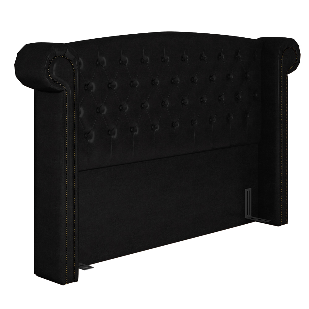 Cabeceira Cama Box King 195cm Provença e Recamier Veneto P02 Sintético Preto - Mpozenato