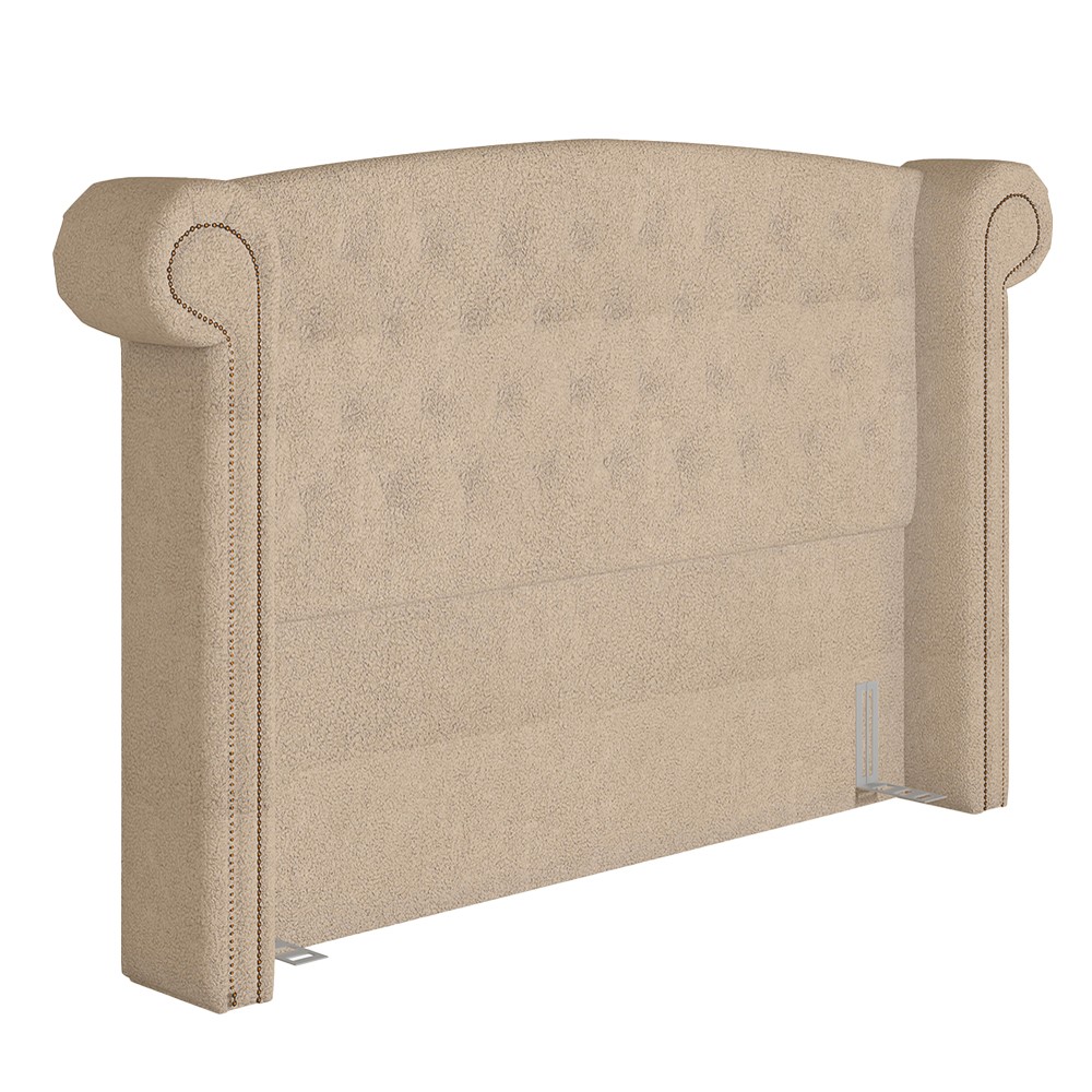 Cabeceira Cama Box Queen 160cm Provença P02 Bouclé Bege - Mpozenato