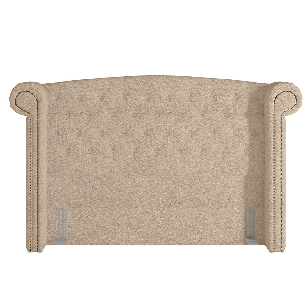 Cabeceira Cama Box Queen 160cm Provença e Recamier Veneto P02 Bouclé Bege - Mpozenato