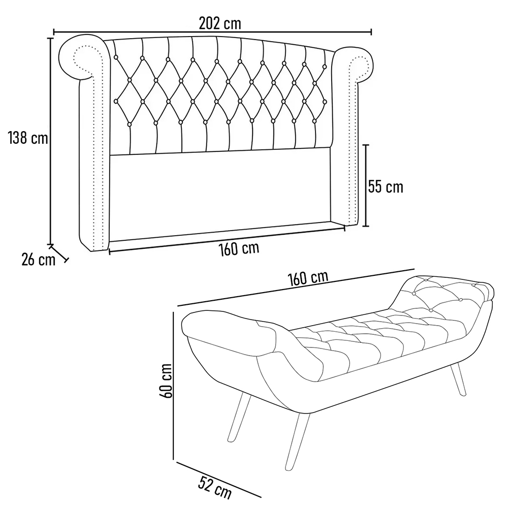 Cabeceira Cama Box Queen 160cm Provença e Recamier Veneto P02 Bouclé Branco - Mpozenato