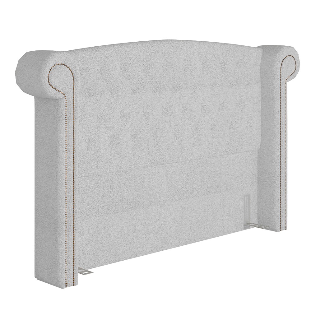 Cabeceira Cama Box Queen 160cm Provença e Recamier Veneto P02 Bouclé Branco - Mpozenato