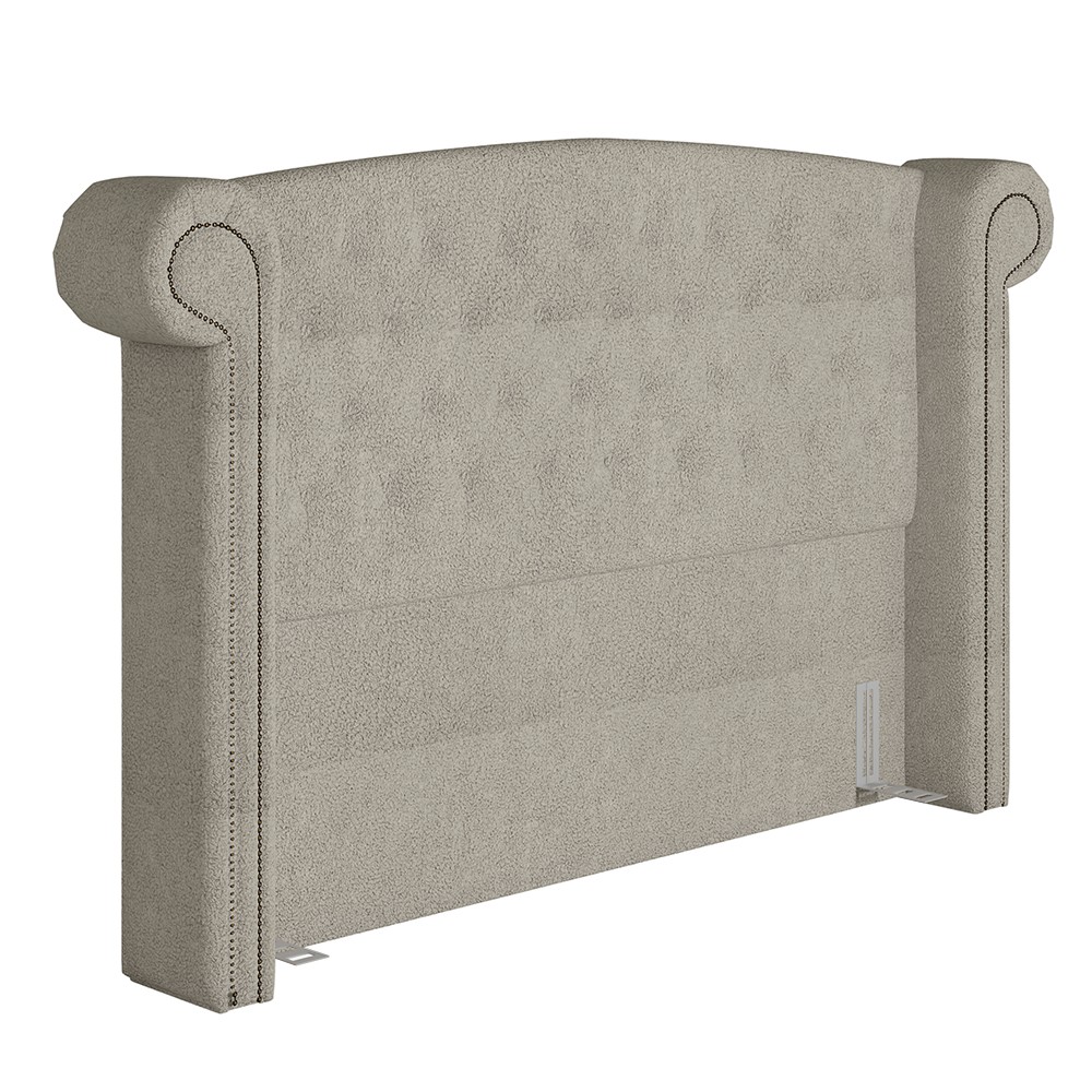 Cabeceira Cama Box Queen 160cm Provença e Recamier Veneto P02 Bouclé Cru - Mpozenato