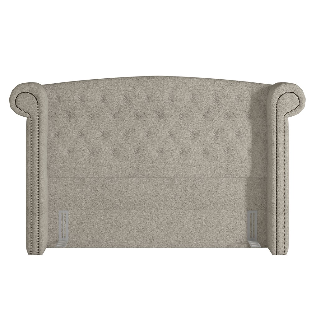 Cabeceira Cama Box Queen 160cm Provença e Recamier Veneto P02 Bouclé Cru - Mpozenato