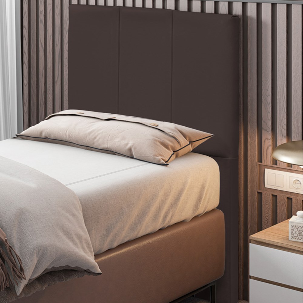 Cabeceira Cama Box Solteiro 90CM Pérola D10 Corano Marrom - Mpozenato