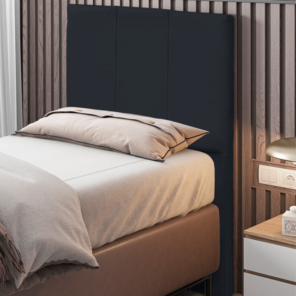 Cabeceira Cama Box Solteiro 90CM Pérola D10 Corano Preto - Mpozenato
