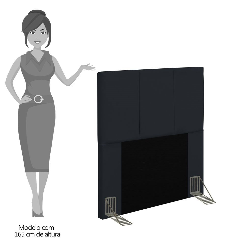 Cabeceira Cama Box Solteiro 90CM Pérola D10 Corano Preto - Mpozenato