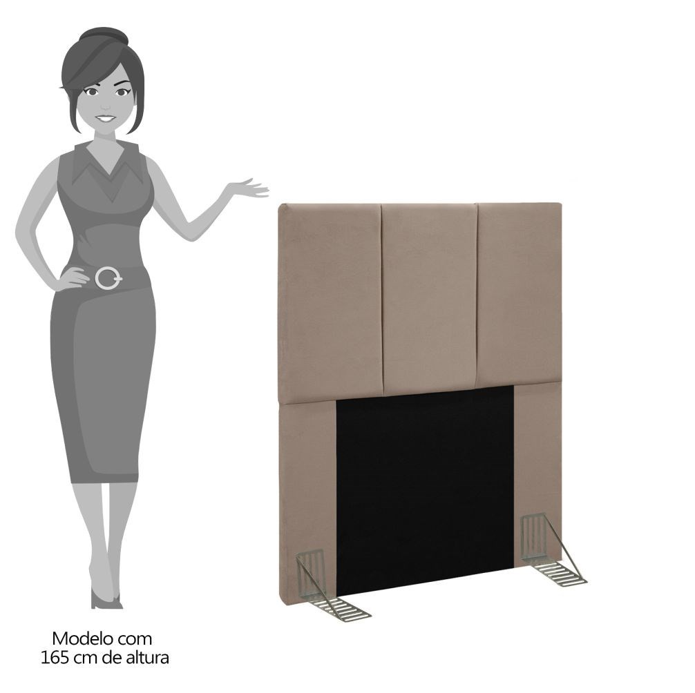 Cabeceira Cama Box Solteiro 90CM Pérola D10 Suede Bege - Mpozenato