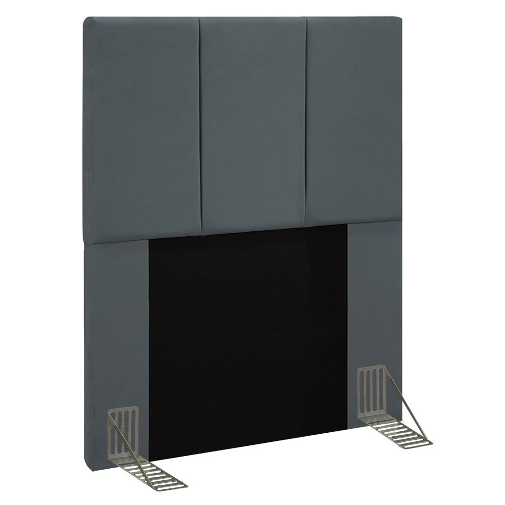 Cabeceira Cama Box Solteiro 90CM Pérola D10 Suede Cinza - Mpozenato