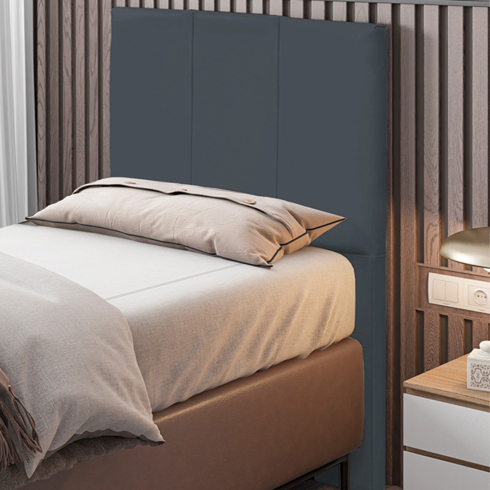 Cabeceira Cama Box Solteiro 90CM Pérola D10 Suede Cinza - Mpozenato