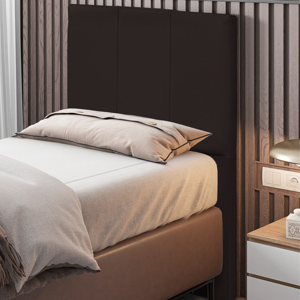 Cabeceira Cama Box Solteiro 90CM Pérola D10 Suede Marrom - Mpozenato