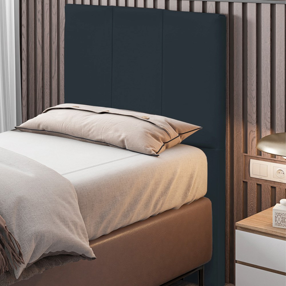 Cabeceira Cama Box Solteiro 90CM Pérola D10 Suede Preto - Mpozenato
