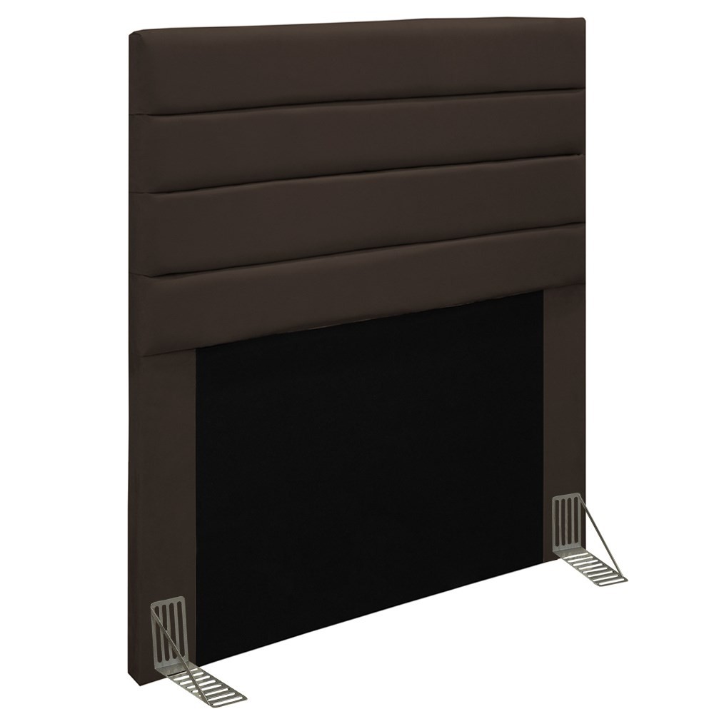 Cabeceira Cama Box Solteiro 90CM Rubi D10 Suede Marrom - Mpozenato