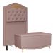 Cabeceira Cama Box Solteiro 90cm Com Calçadeira Baú Imperial J02 Veludo Rosê - Mpozenato
