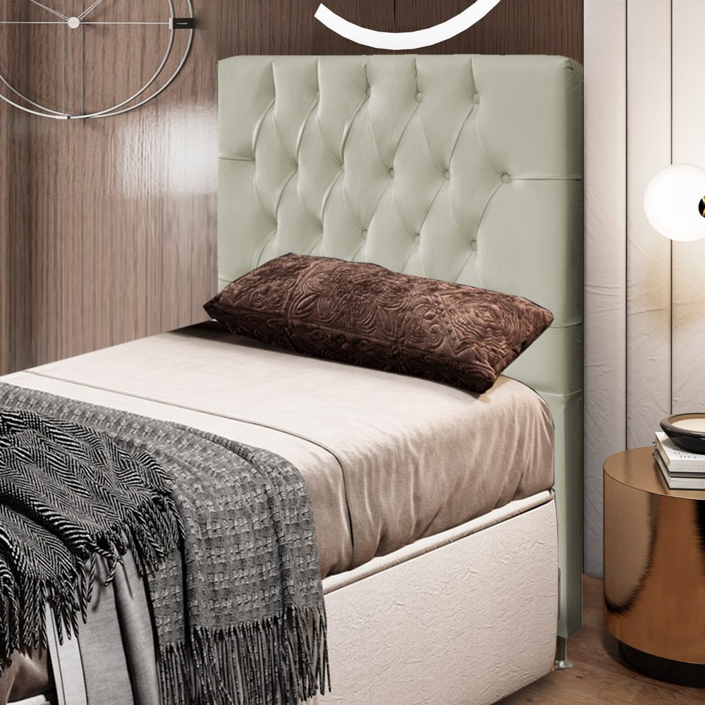 Cabeceira Cama Box Solteiro 90cm Diamante D10 Corano Bege - Mpozenato
