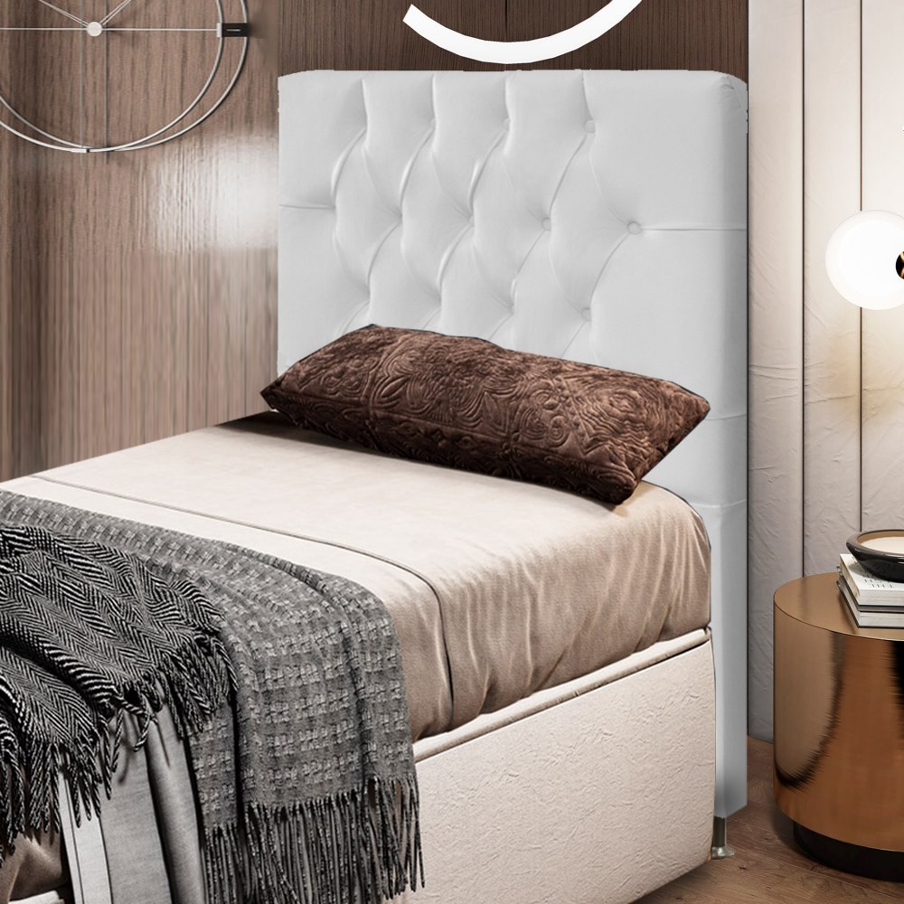 Cabeceira Cama Box Solteiro 90cm Diamante D10 Corano Branco - Mpozenato