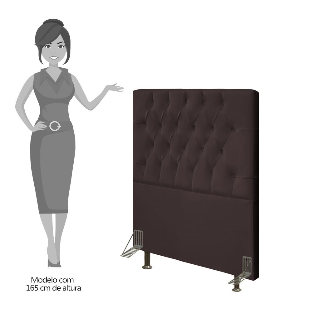 Cabeceira Cama Box Solteiro 90cm Diamante D10 Corano Marrom - Mpozenato