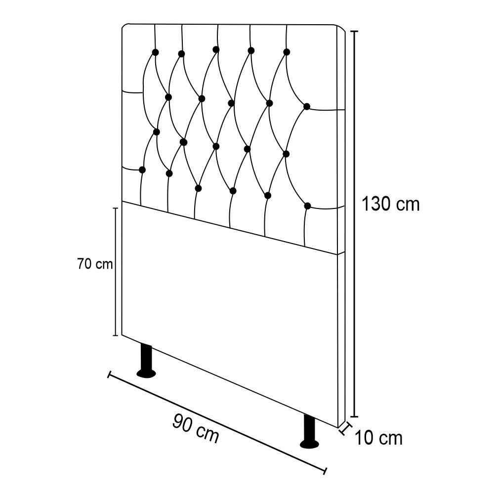 Cabeceira Cama Box Solteiro 90cm Diamante D10 Linho Bege - Mpozenato