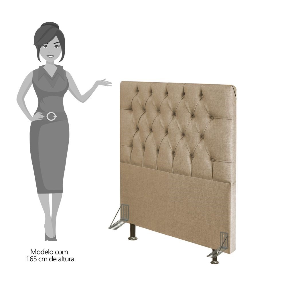 Cabeceira Cama Box Solteiro 90cm Diamante D10 Linho Bege - Mpozenato