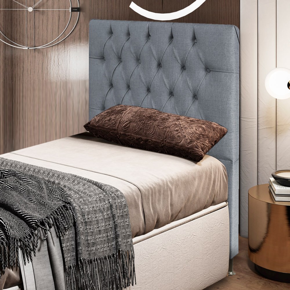 Cabeceira Cama Box Solteiro 90cm Diamante D10 Linho Cinza - Mpozenato
