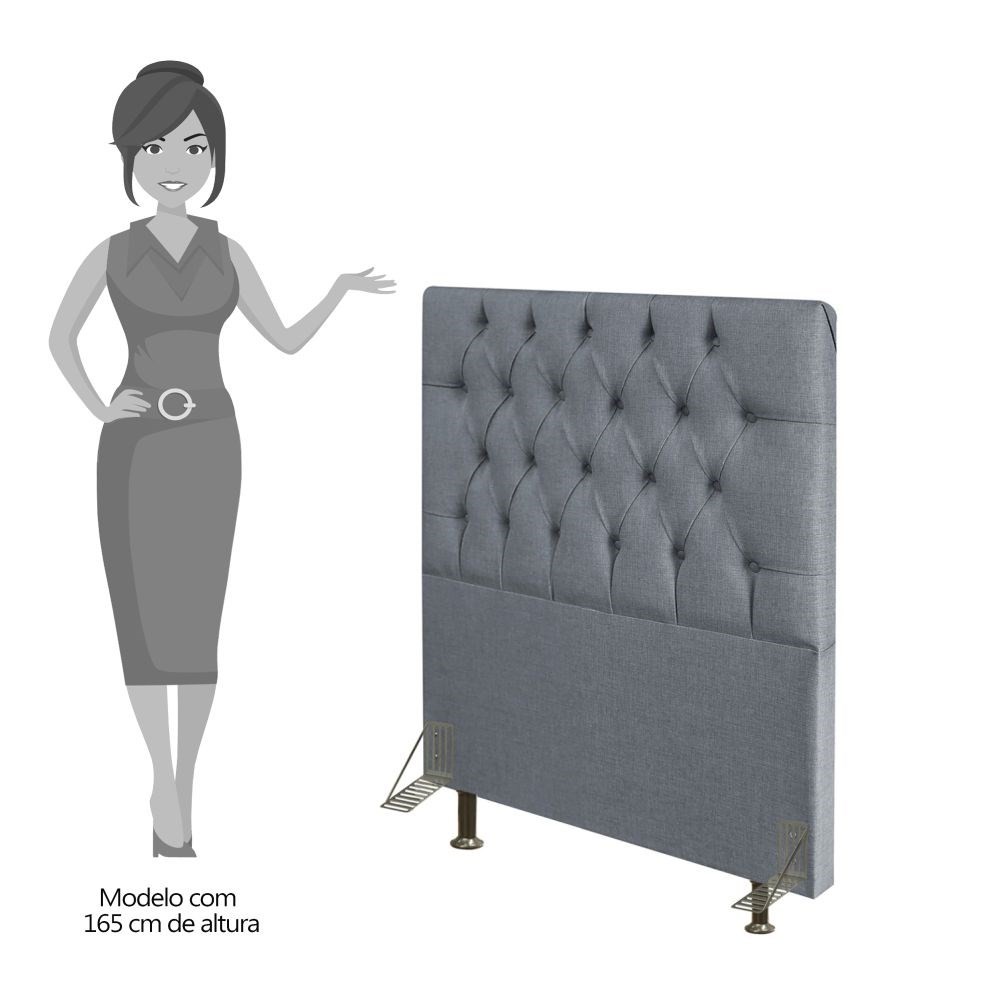 Cabeceira Cama Box Solteiro 90cm Diamante D10 Linho Cinza - Mpozenato
