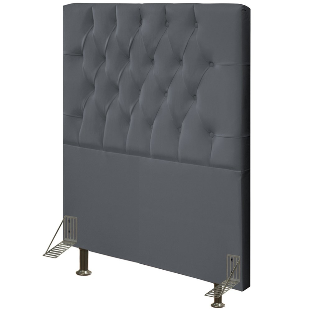 Cabeceira Cama Box Solteiro 90cm Diamante Suede J02 Cinza - Mpozenato