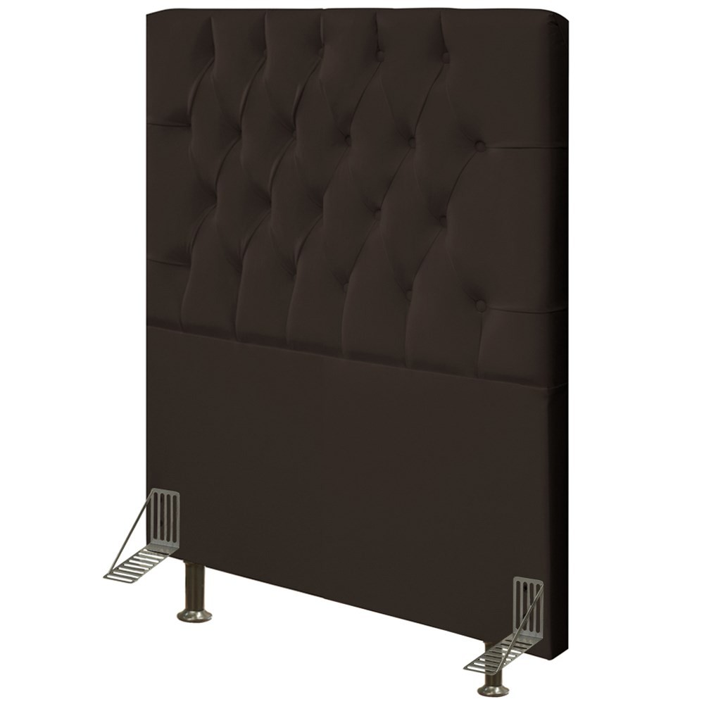 Cabeceira Cama Box Solteiro 90cm Diamante Suede J02 Marrom - Mpozenato