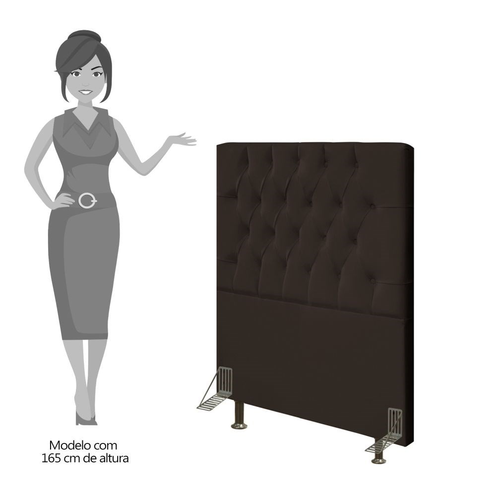 Cabeceira Cama Box Solteiro 90cm Diamante Suede J02 Marrom - Mpozenato
