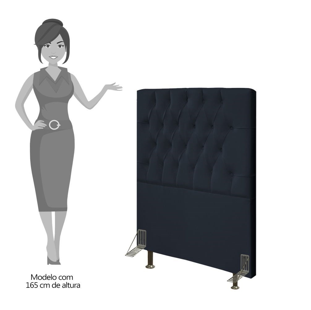 Cabeceira Cama Box Solteiro 90cm Diamante Veludo J02 Preto - Mpozenato