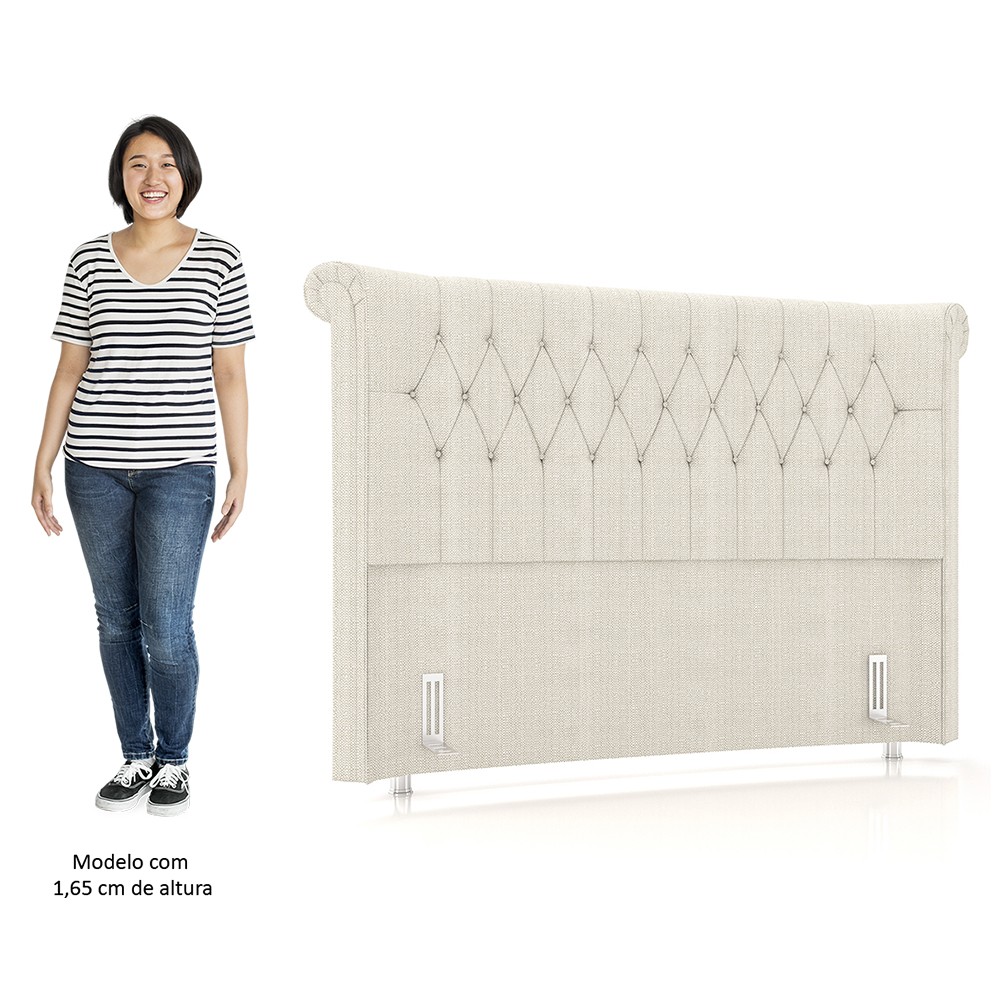 Cabeceira Cama Box Solteiro 90cm Dust P02 Linho Creme - Mpozenato