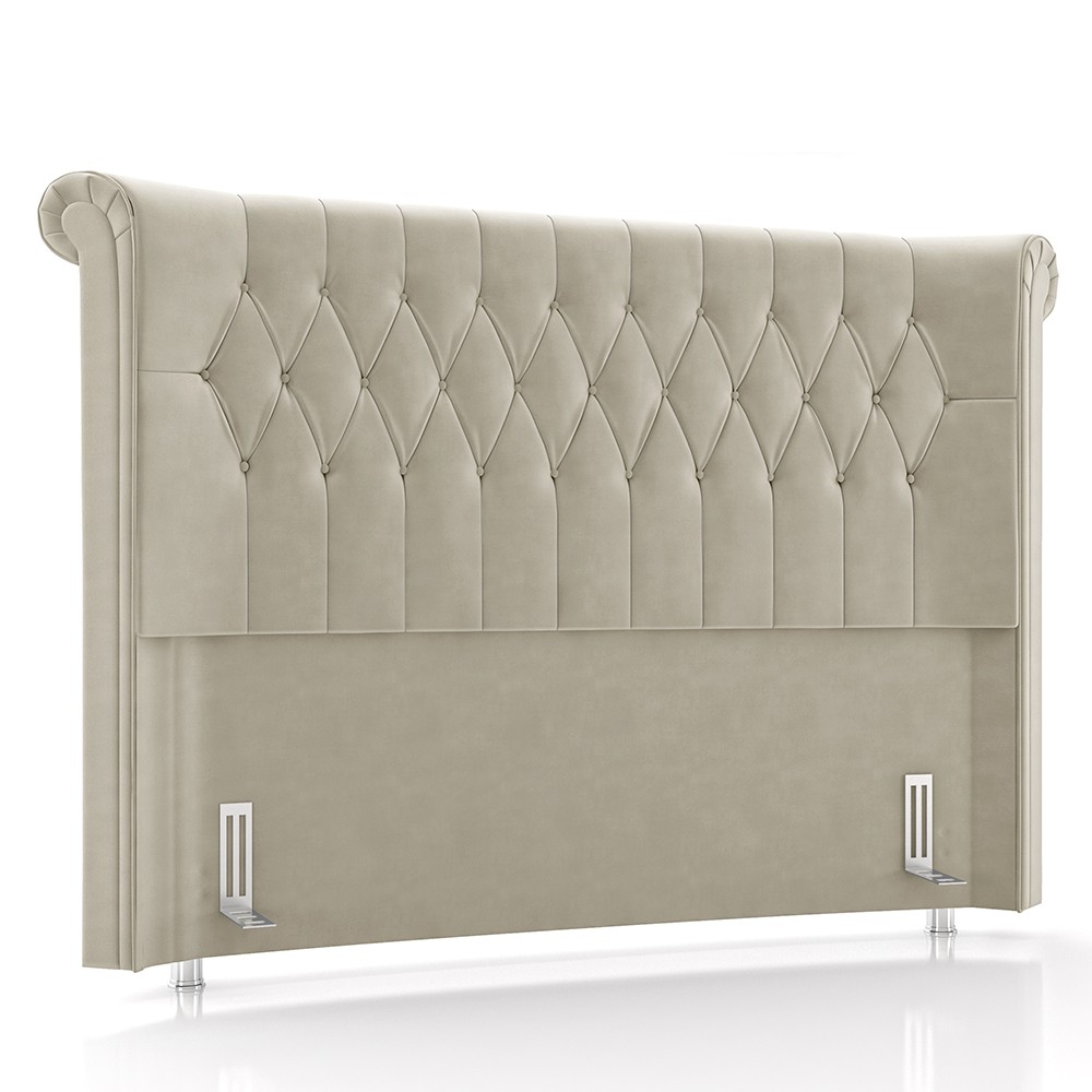 Cabeceira Cama Box Solteiro 90cm Dust P02 Veludo Bege - Mpozenato