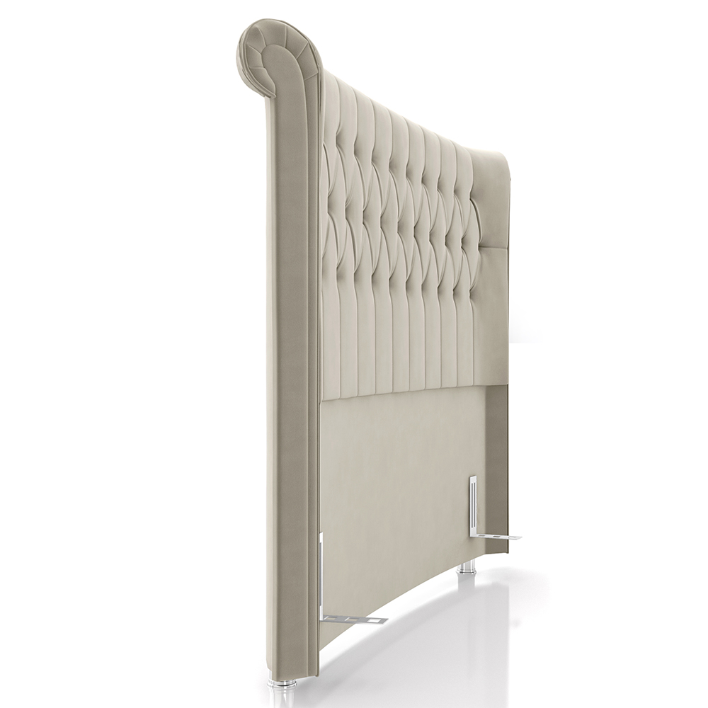 Cabeceira Cama Box Solteiro 90cm Dust P02 Veludo Bege - Mpozenato