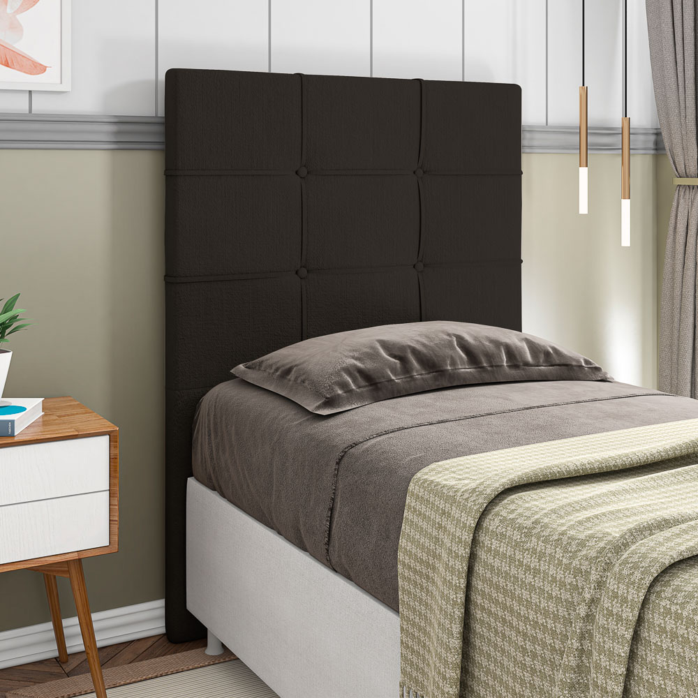 Cabeceira Cama Box Solteiro 90cm Esmeralda Veludo J02 Marrom - Mpozenato